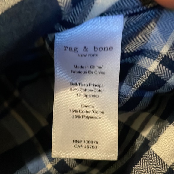 Rag & Bone Blue Plaid Beach Shirt Fit 3 Sz Mens L - Picture 7 of 10
